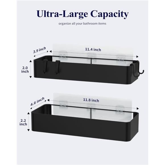 Large Shower Caddy - 2 Pack Adhesive Shower Organizer, Rustproof - Picture 2 of 7